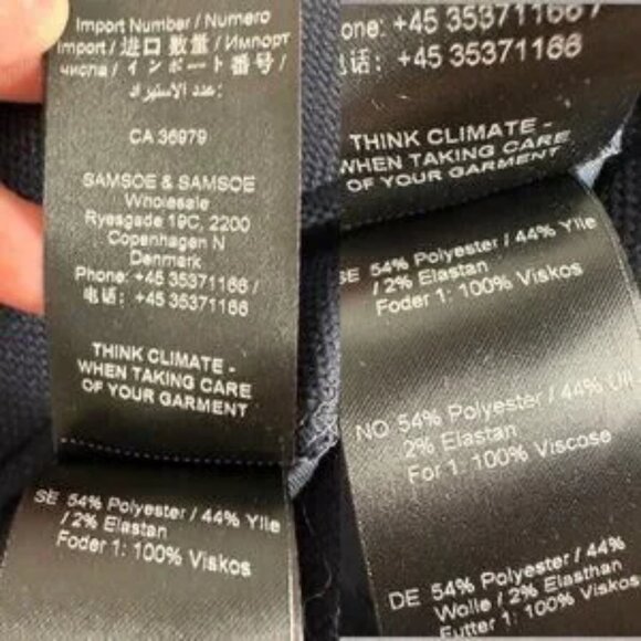 NWT Samsoe Wool Blend Navy Blue Blazer Jacket Mens US Size 38 European 48 Edger - Picture 13 of 13